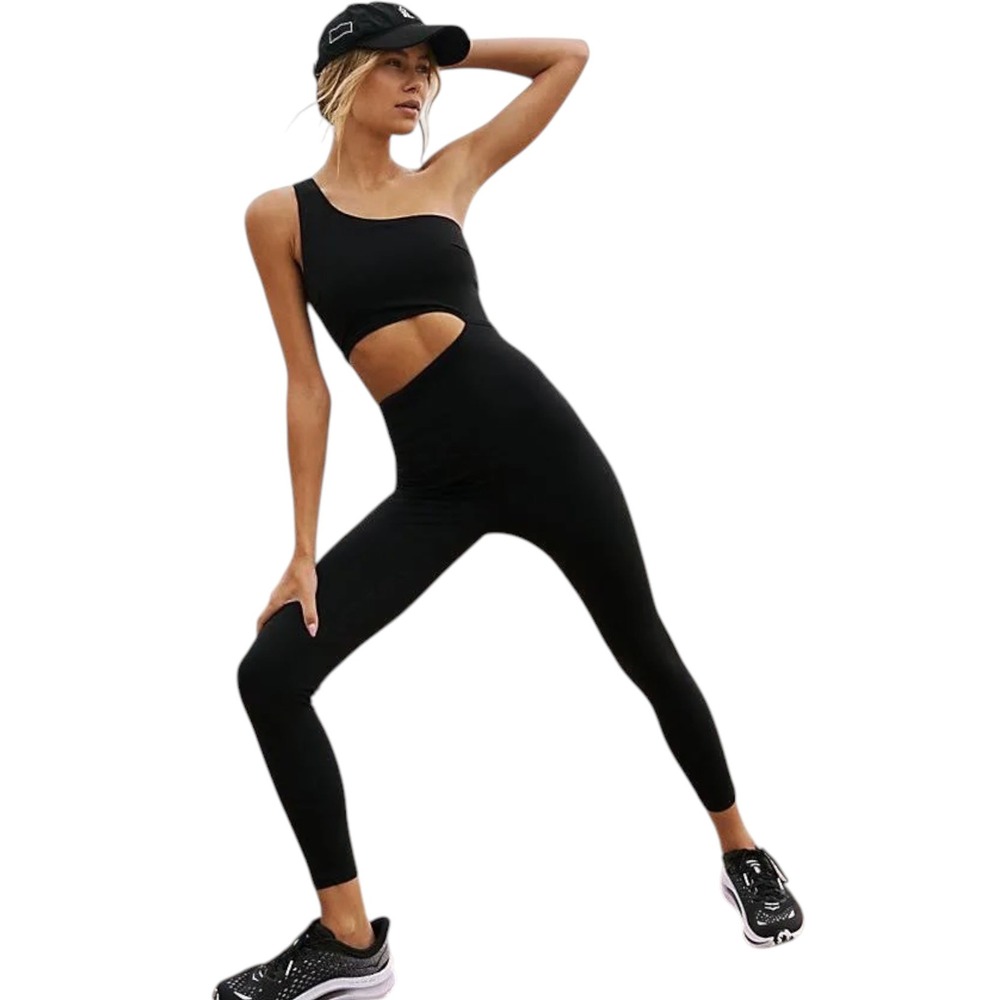 FP Movement Transcend One Shoulder Cutout Jumpsuit Black Unitard Size M